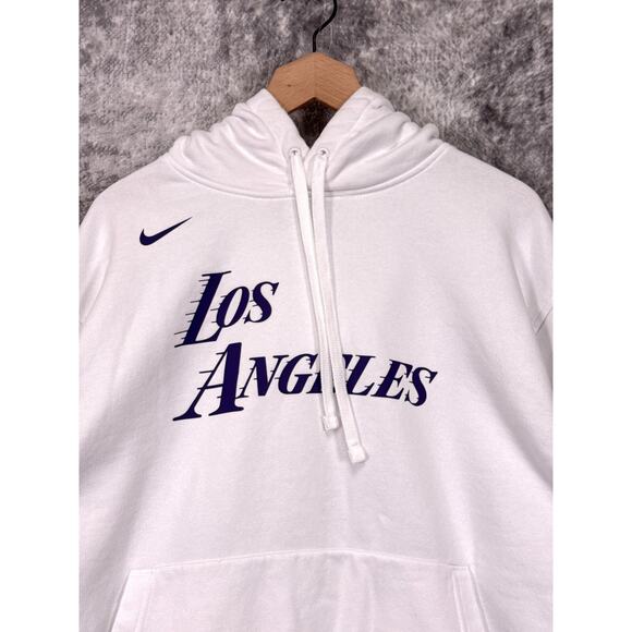 Nike Hoodie XL Mens Los Angeles Lakers City Edition Script White Pullover - Picture 2 of 8